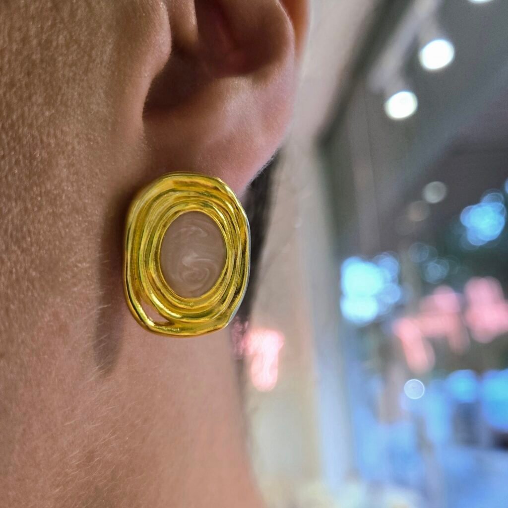 Iridizon σκουλαρίκια round lines gold