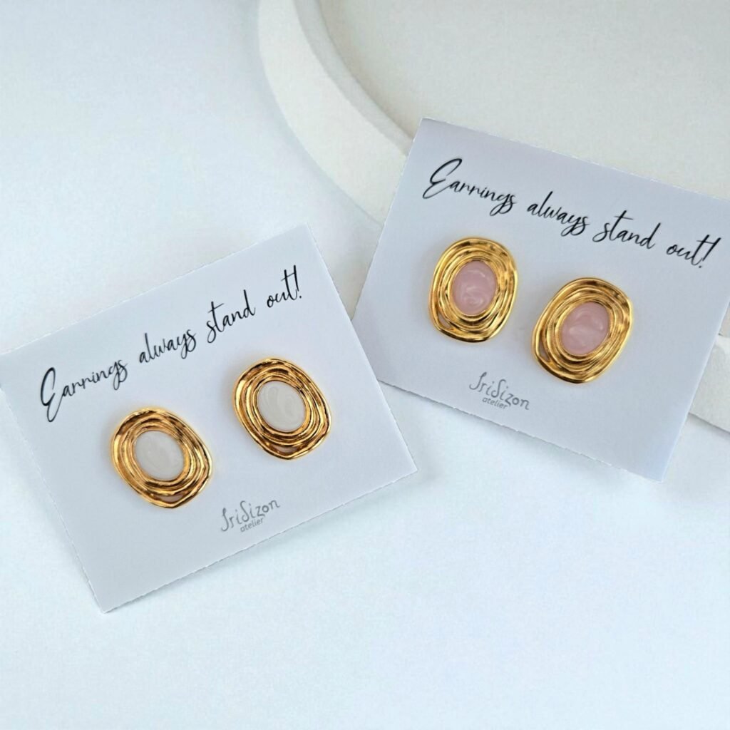 Iridizon σκουλαρίκια round lines gold