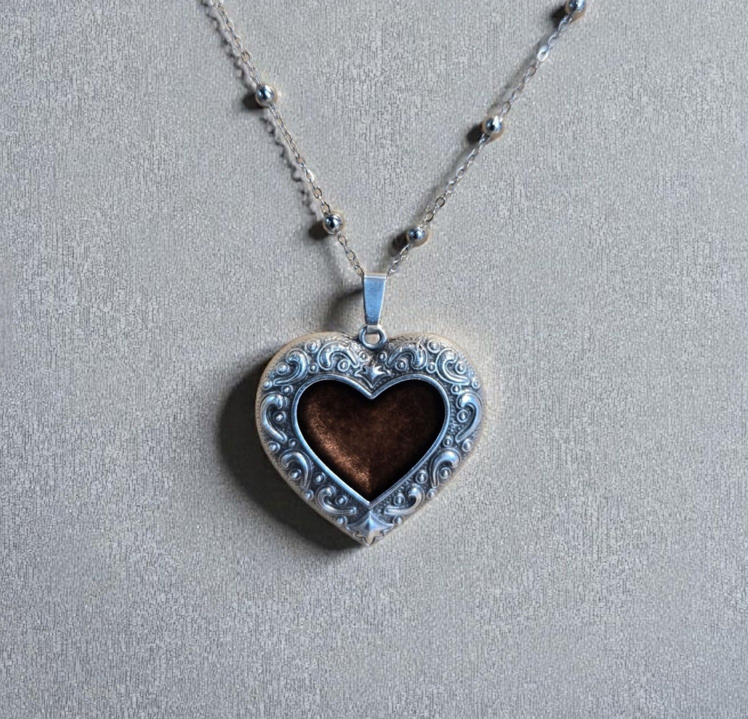 Iridizon κολιέ καρδιά σμάλτο antique