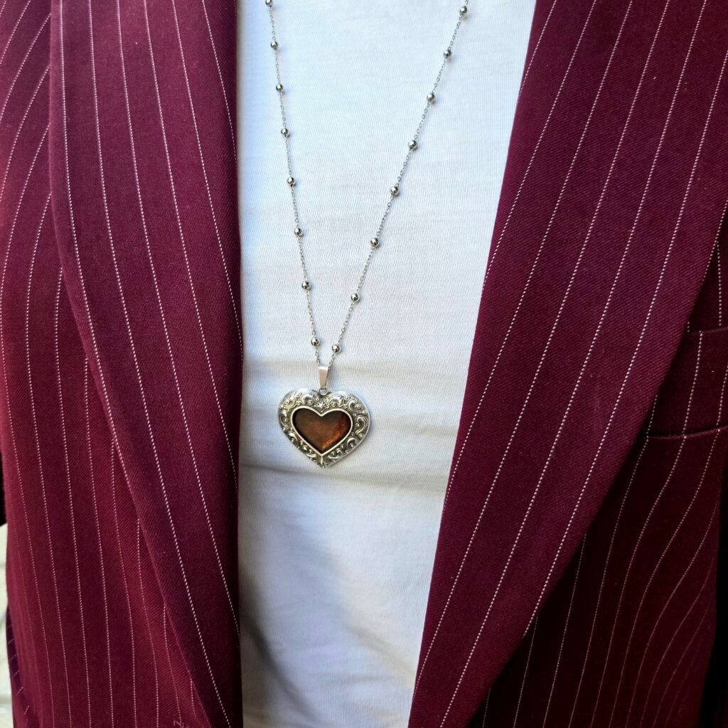 Iridizon κολιέ καρδιά σμάλτο antique
