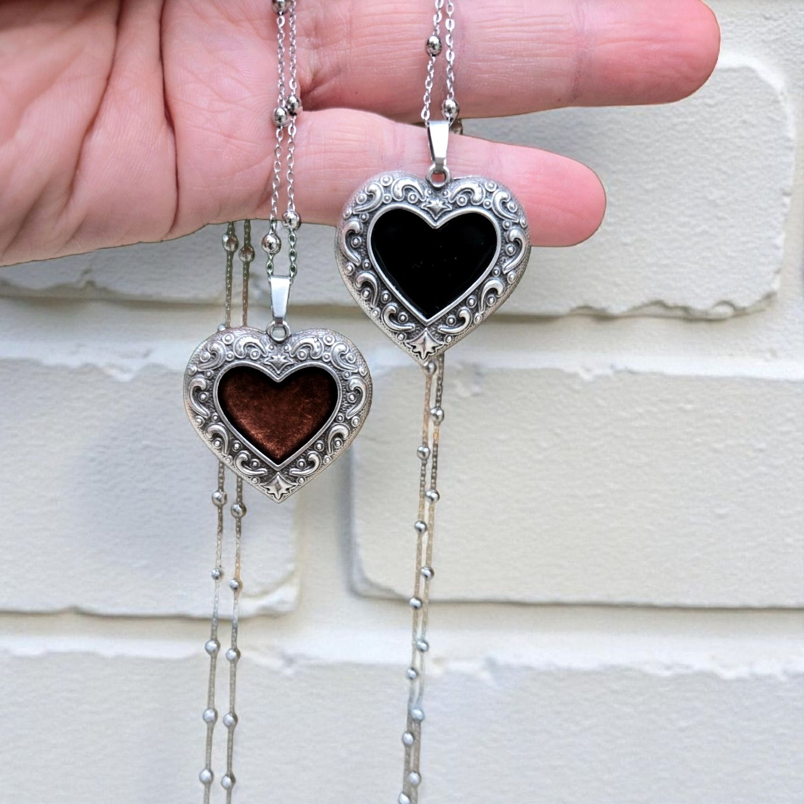 Iridizon κολιέ καρδιά σμάλτο antique