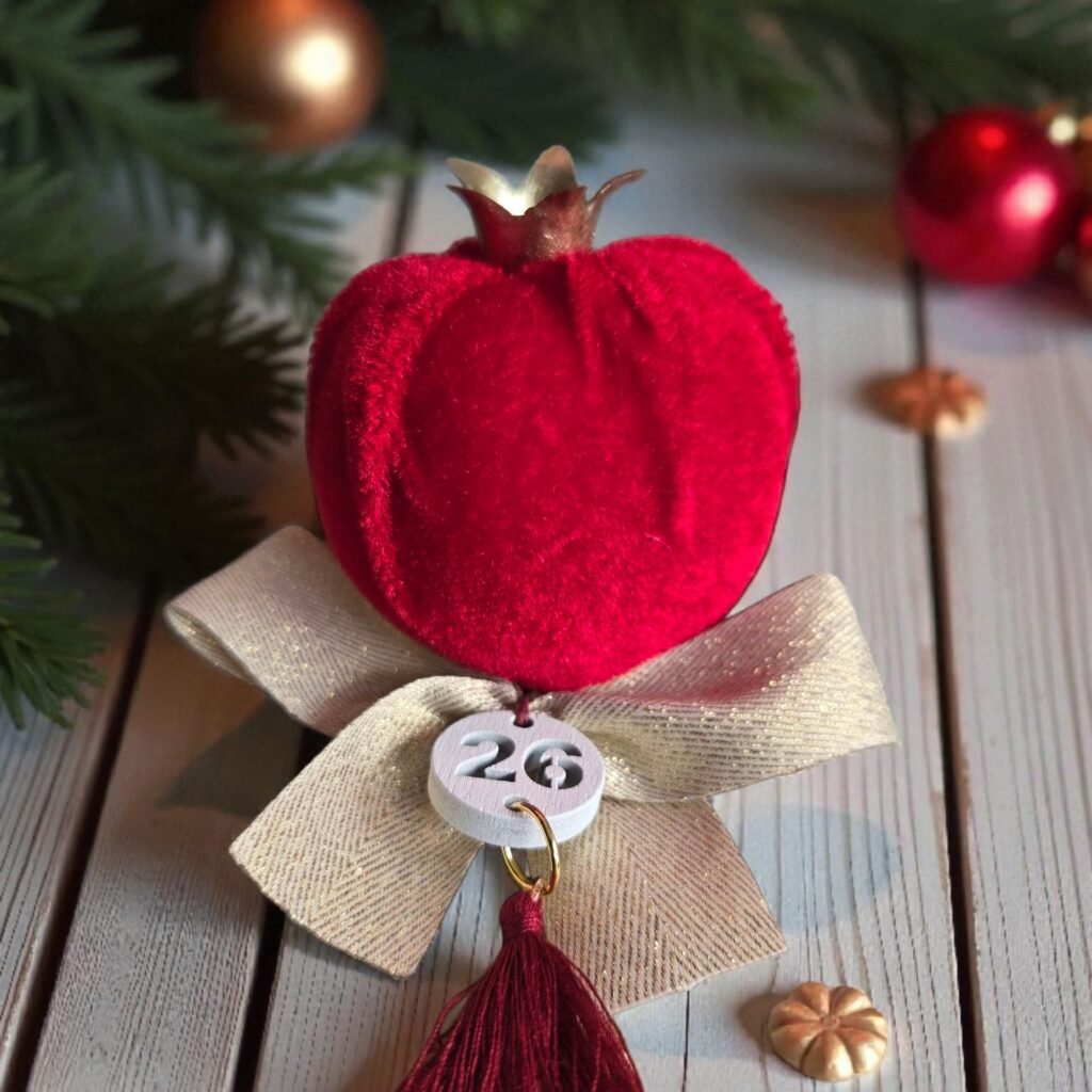 Iridizon γούρι σπιτιού μικρό βελούδινο ρόδι