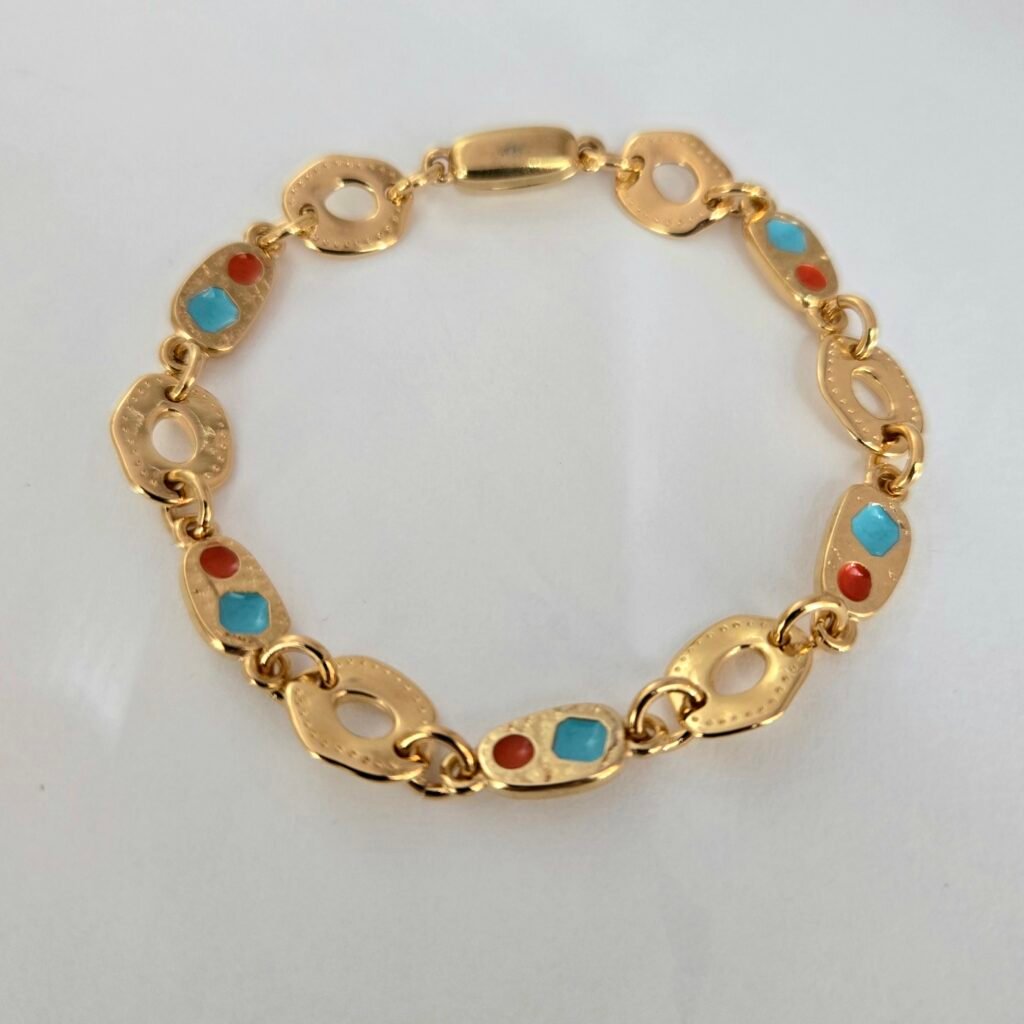 Iridizon βραχιόλι chain links επίχρυσο με σμάλτο