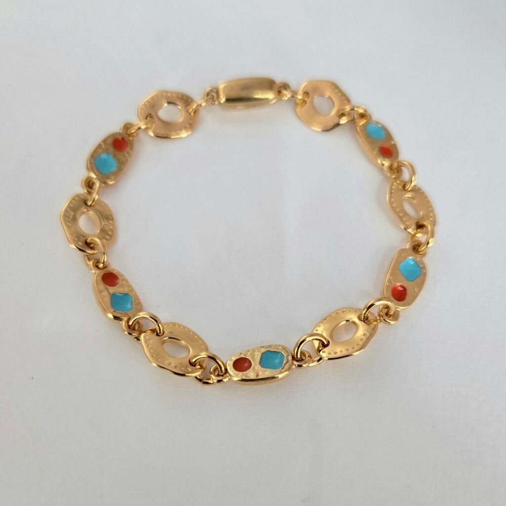 Iridizon βραχιόλι chain links επίχρυσο με σμάλτο