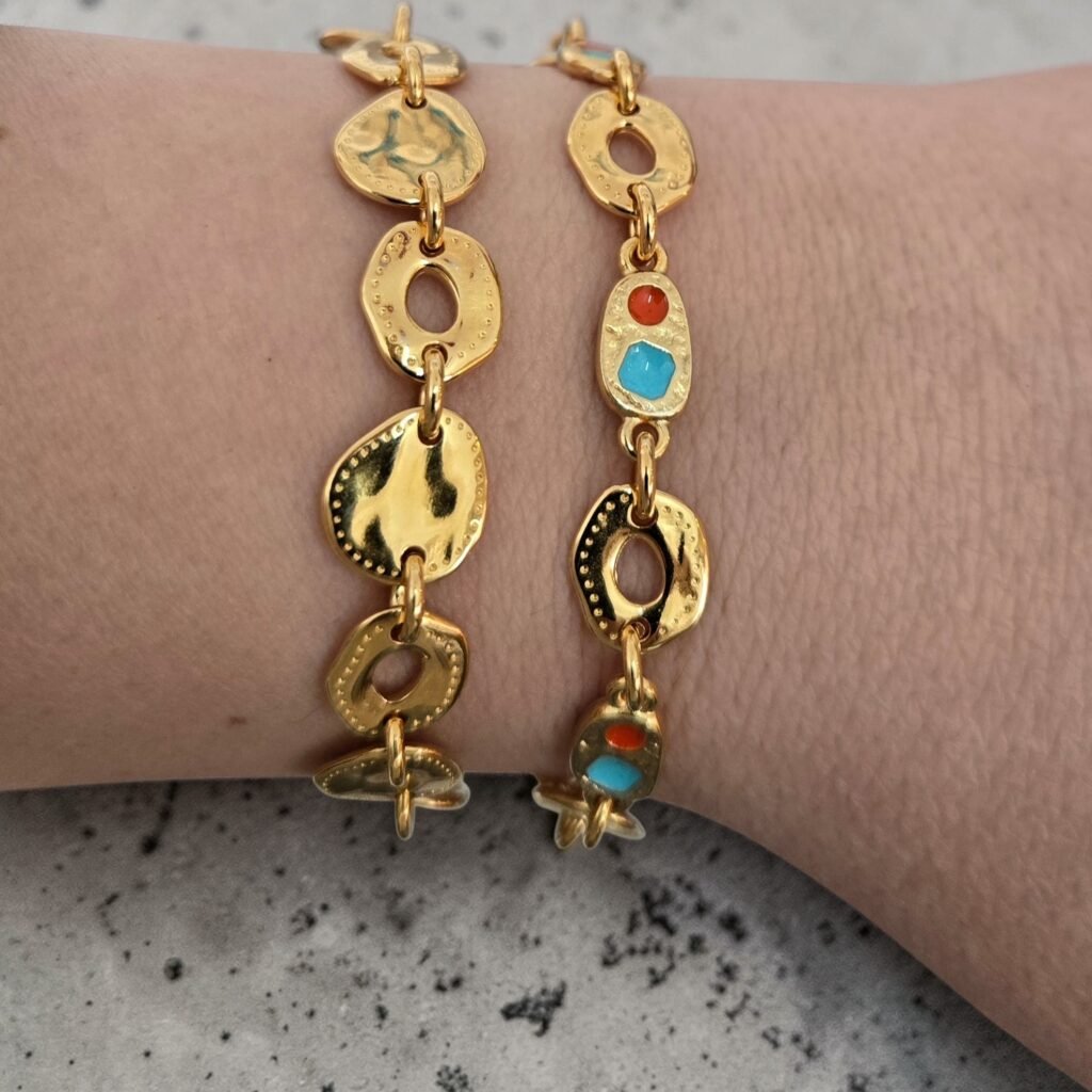 Iridizon βραχιόλι chain links επίχρυσο με σμάλτο