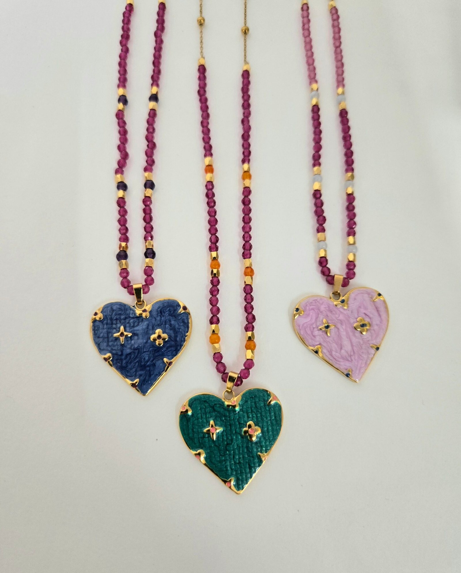 Iridizon κολιέ καρδιά σμάλτο & κρύσταλλα