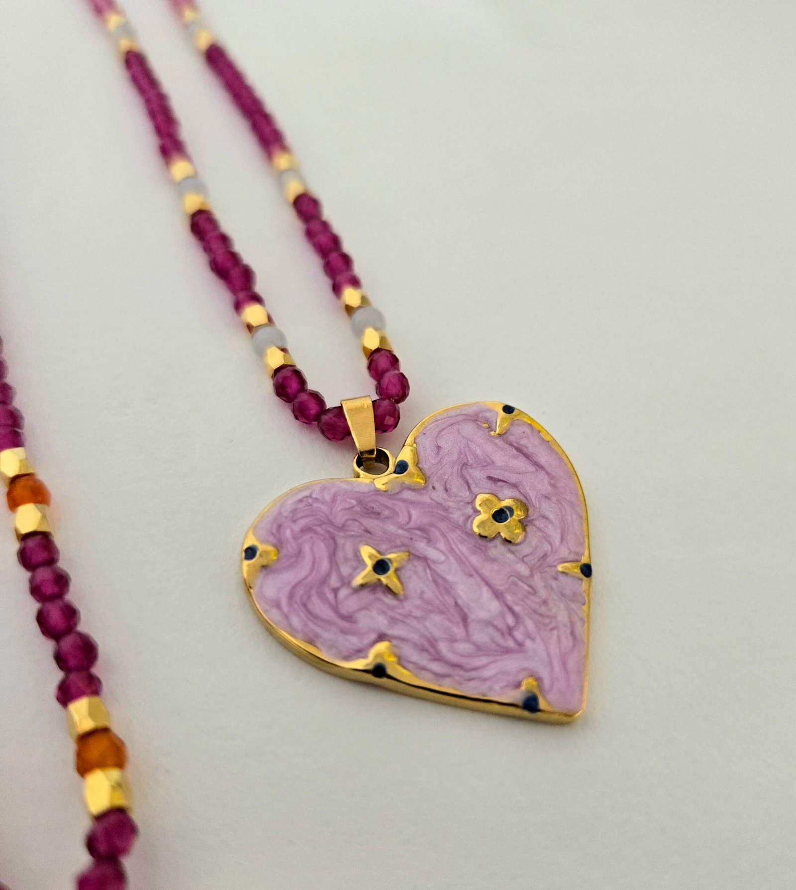 Iridizon κολιέ καρδιά σμάλτο & κρύσταλλα