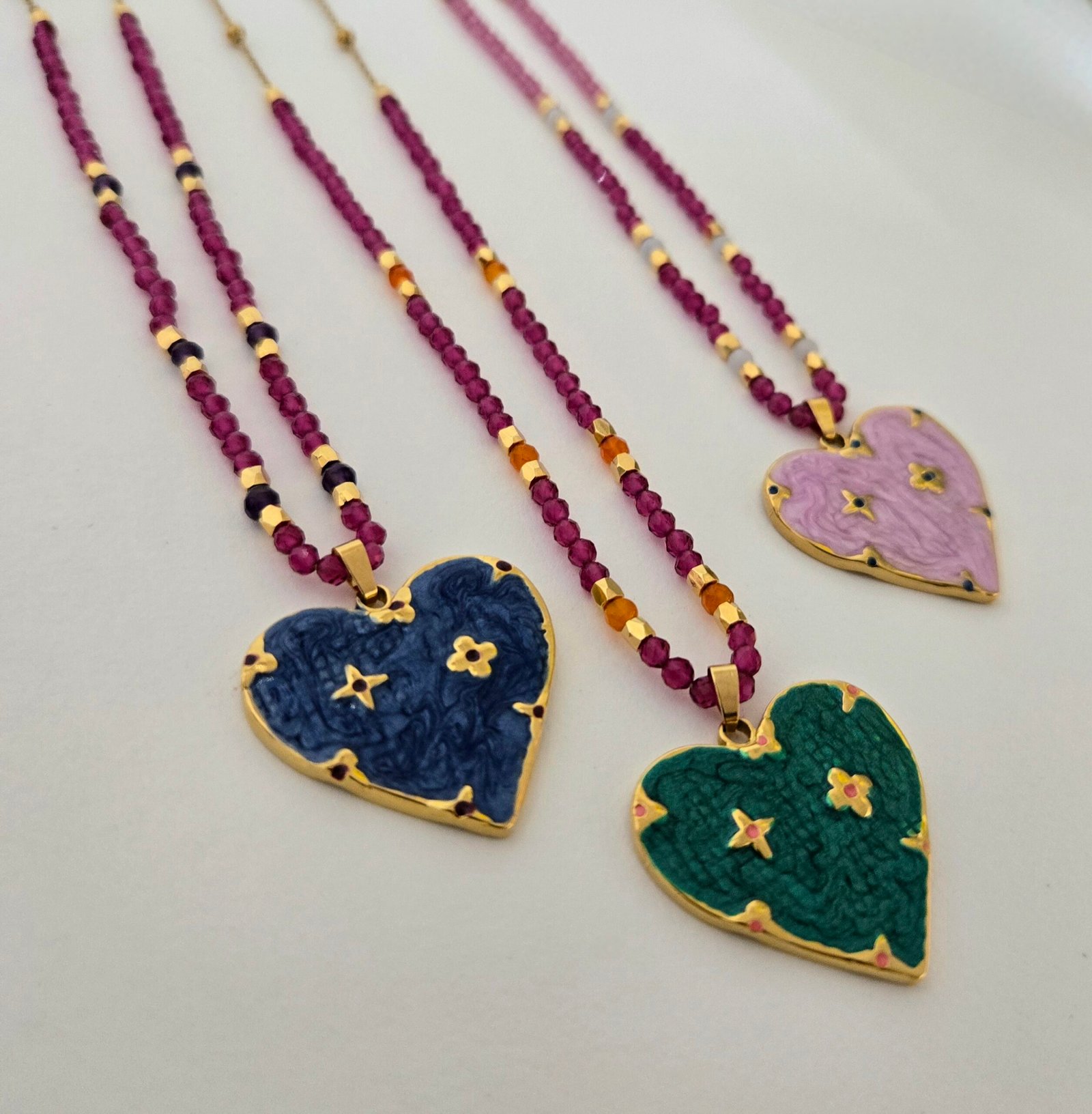 Iridizon κολιέ καρδιά σμάλτο & κρύσταλλα