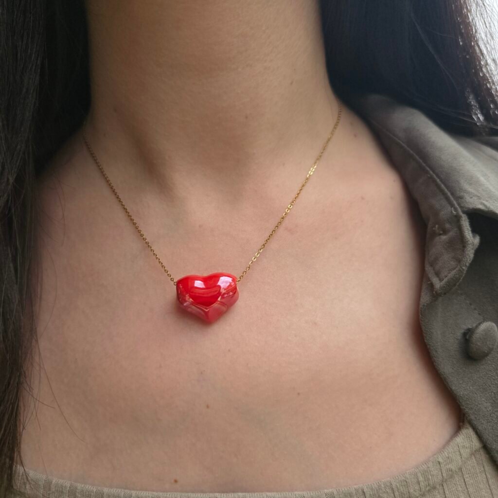 Iridizon κολιέ κεραμική καρδιά αλυσίδα