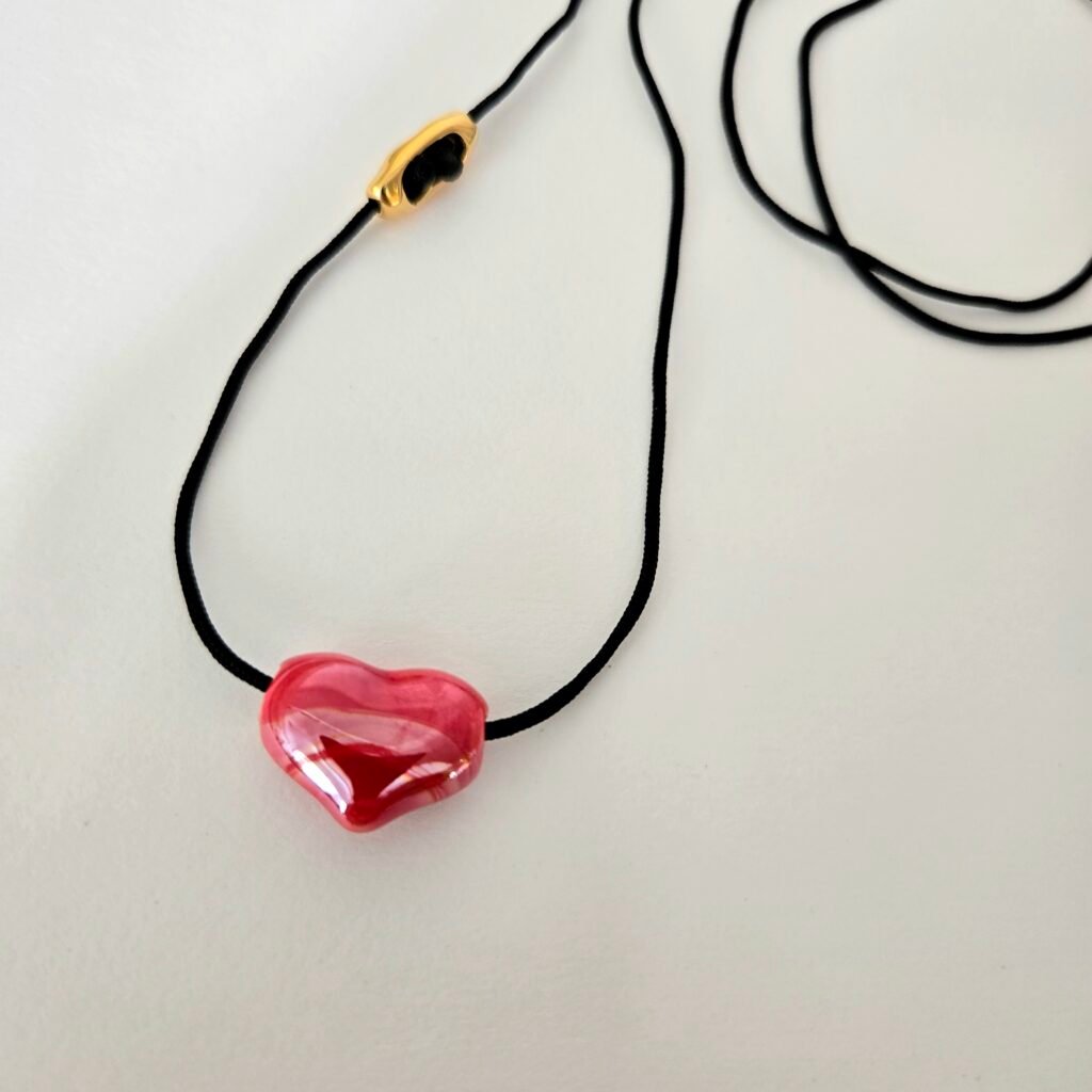 Iridizon κολιέ κεραμική καρδιά κορδόνι