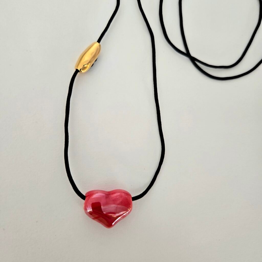 Iridizon κολιέ κεραμική καρδιά κορδόνι