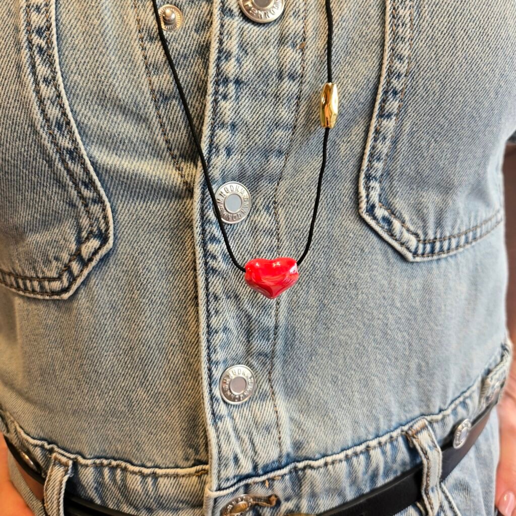 Iridizon κολιέ κεραμική καρδιά κορδόνι