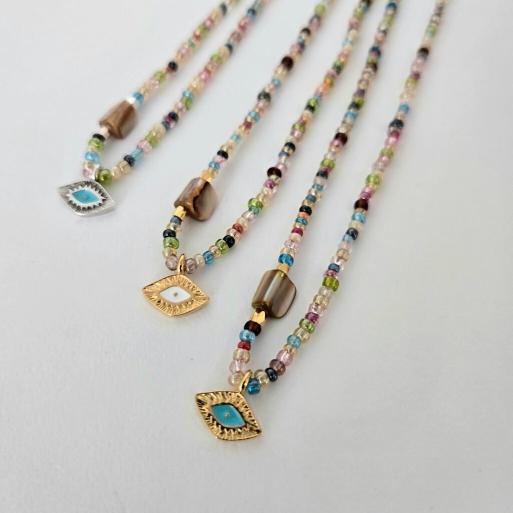 Iridizon κολιέ με μάτι και χάντρες