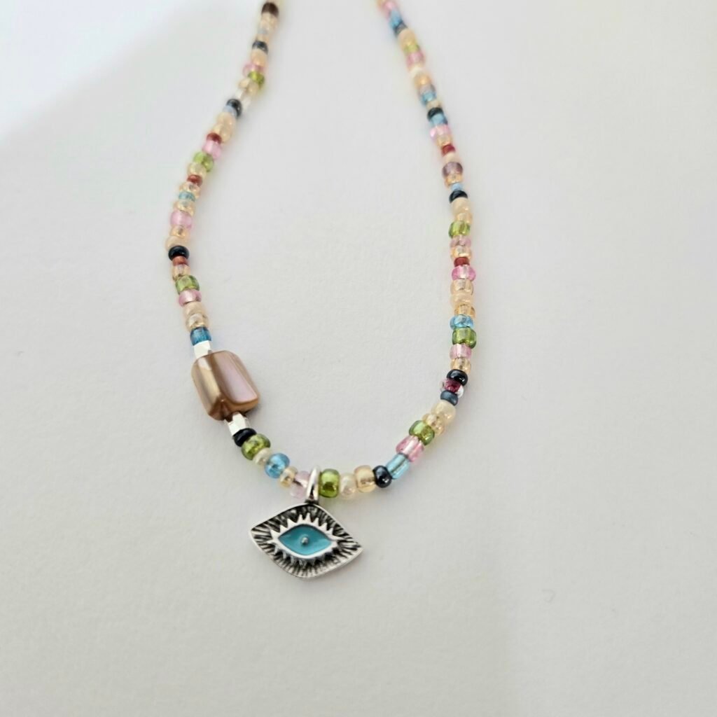 Iridizon κολιέ με μάτι και χάντρες