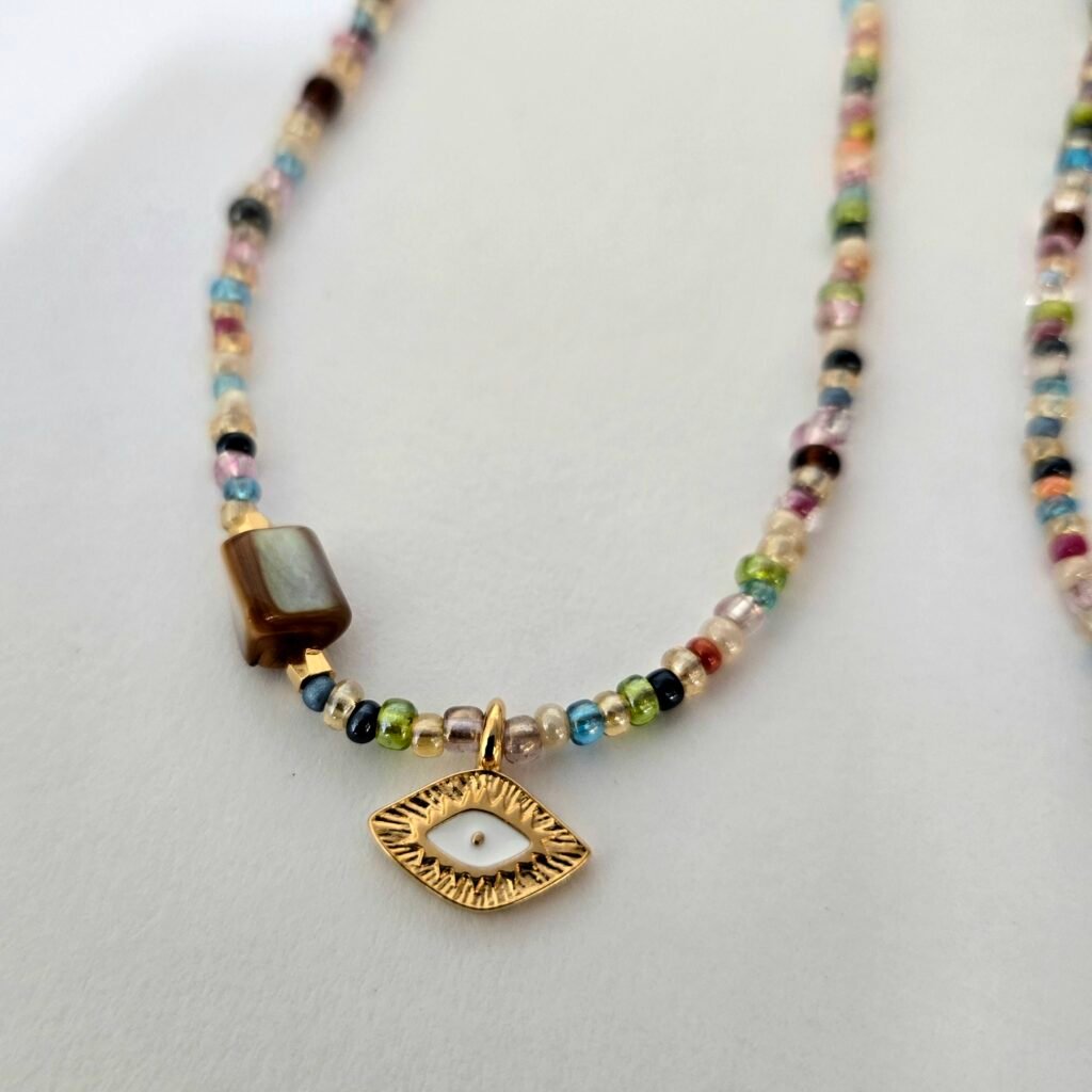 Iridizon κολιέ με μάτι και χάντρες g