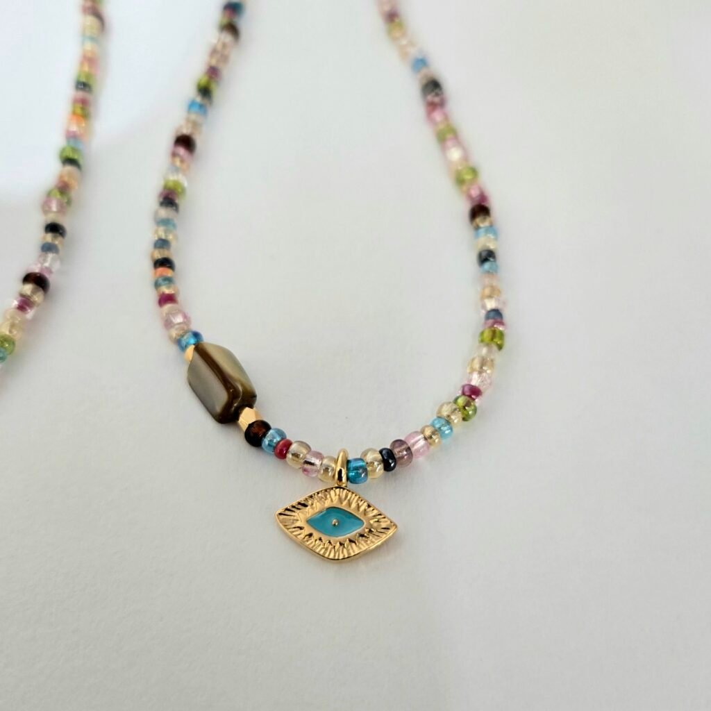 Iridizon κολιέ με μάτι και χάντρες g