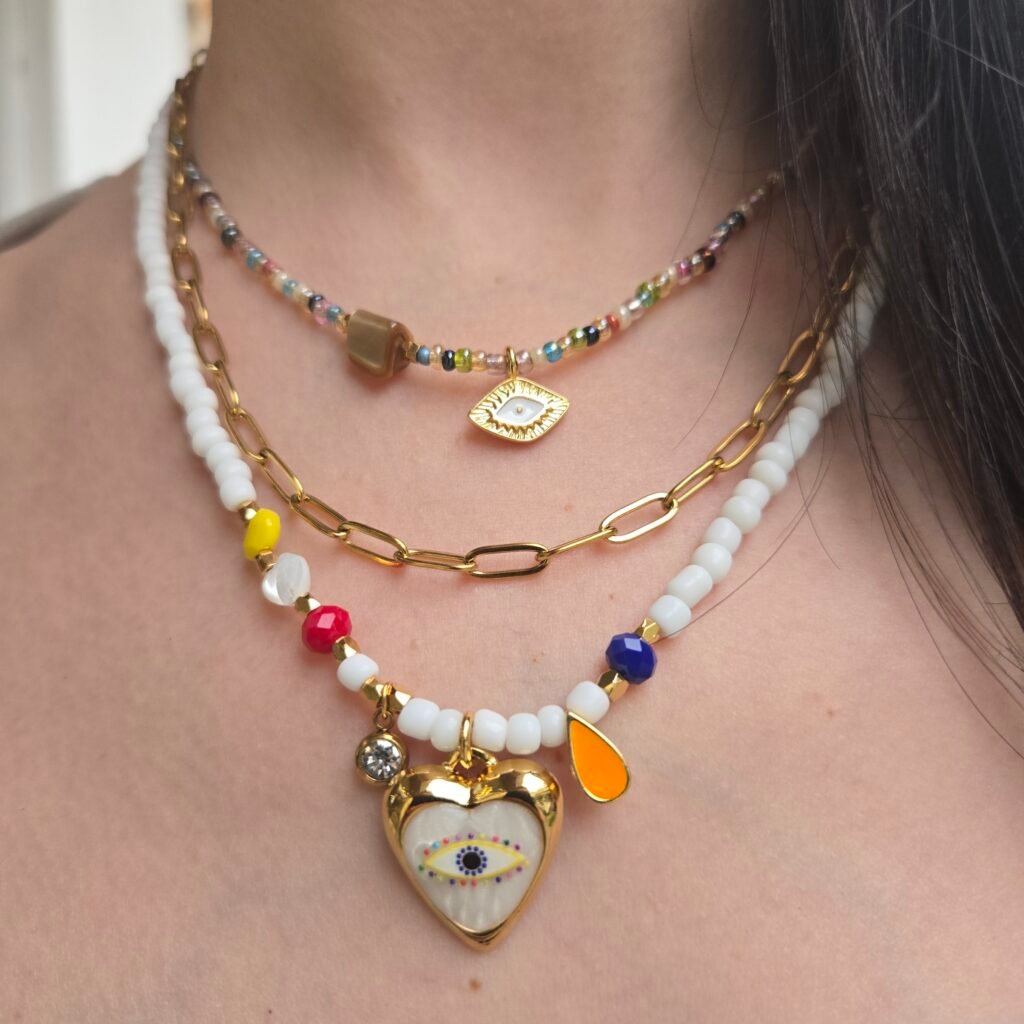 Iridizon κολιέ με μάτι και χάντρες