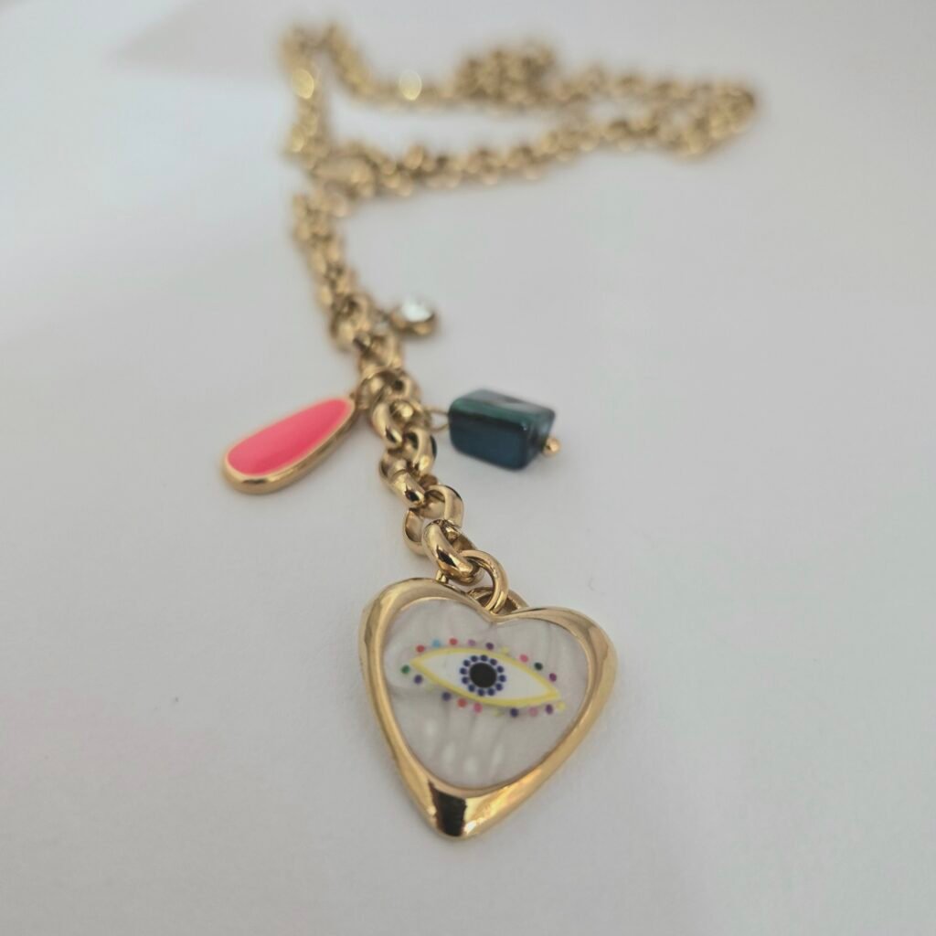 Iridizon κολιέ πολύχρωμη καρδιά αλυσίδα