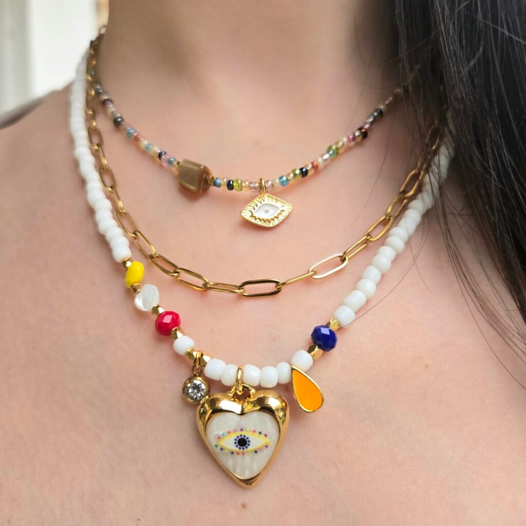 Iridizon κολιέ πολύχρωμη καρδιά με χάντρες
