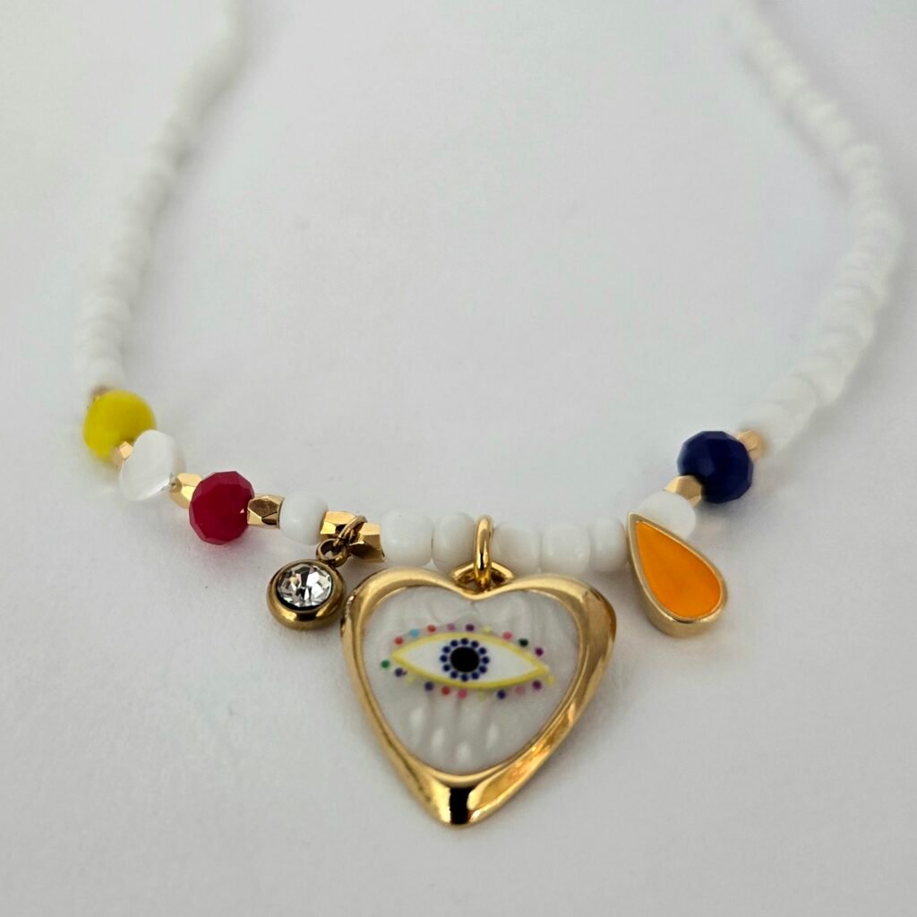 Iridizon κολιέ πολύχρωμη καρδιά με χάντρες