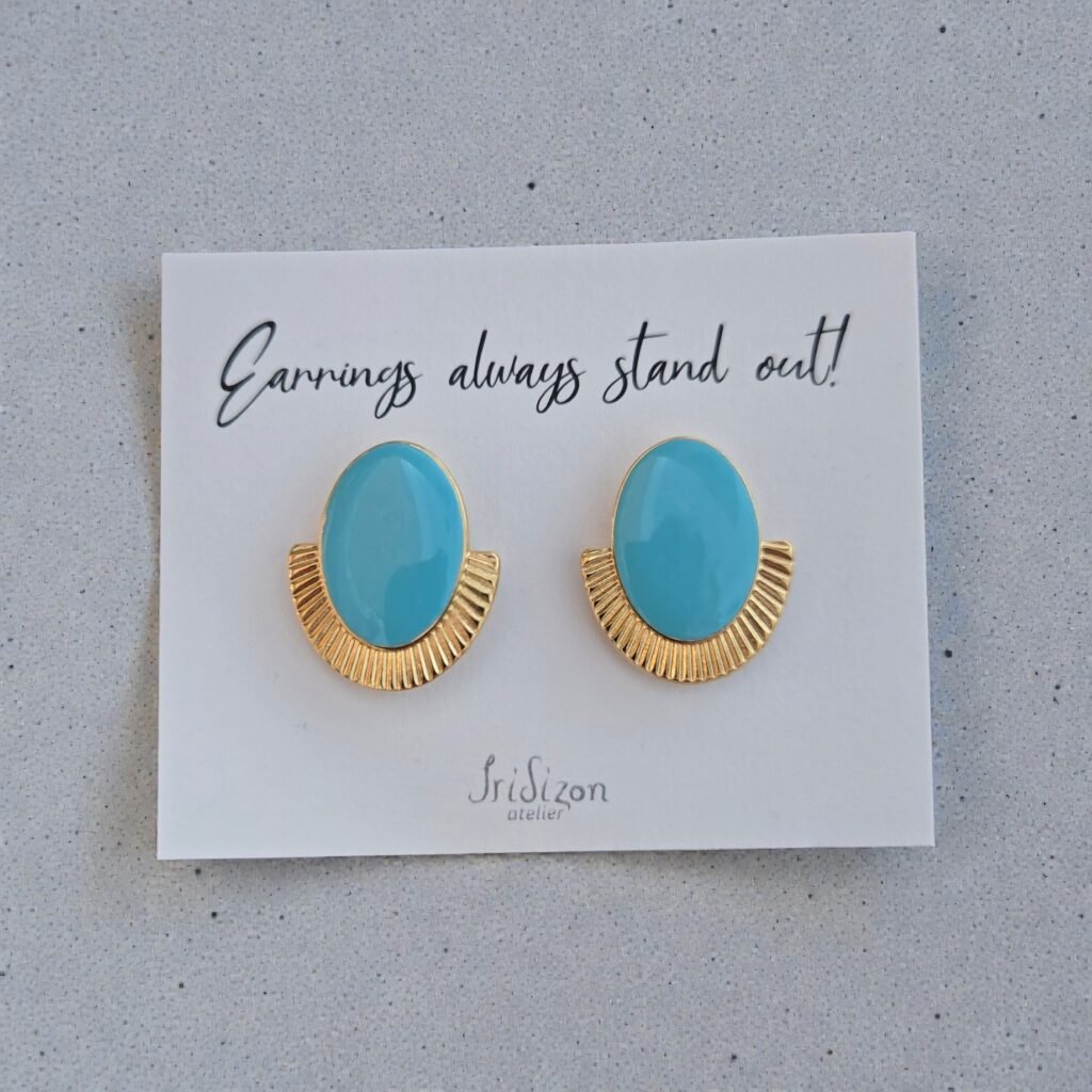 Iridizon σκουλαρίκια οβάλ με σμάλτο g