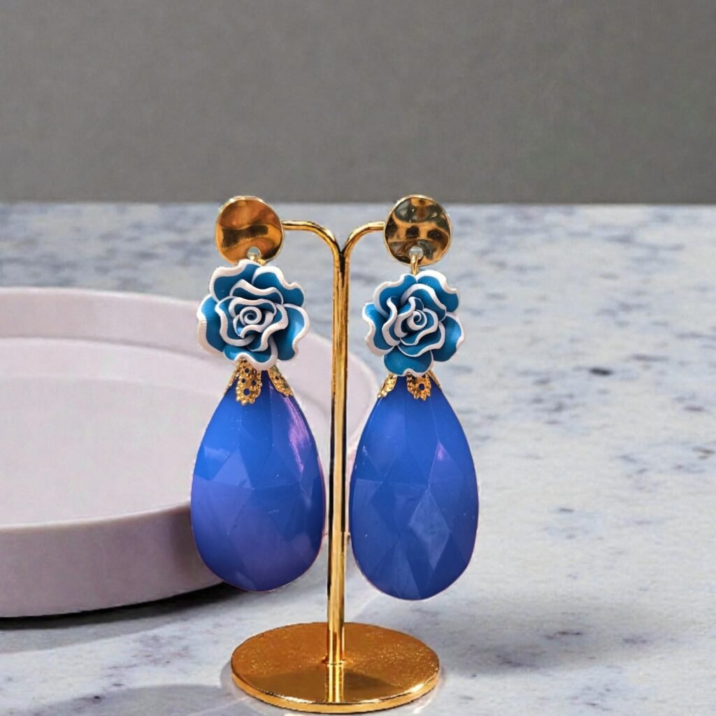 Iridizon σκουλαρίκια τυρκουάζ λουλούδι