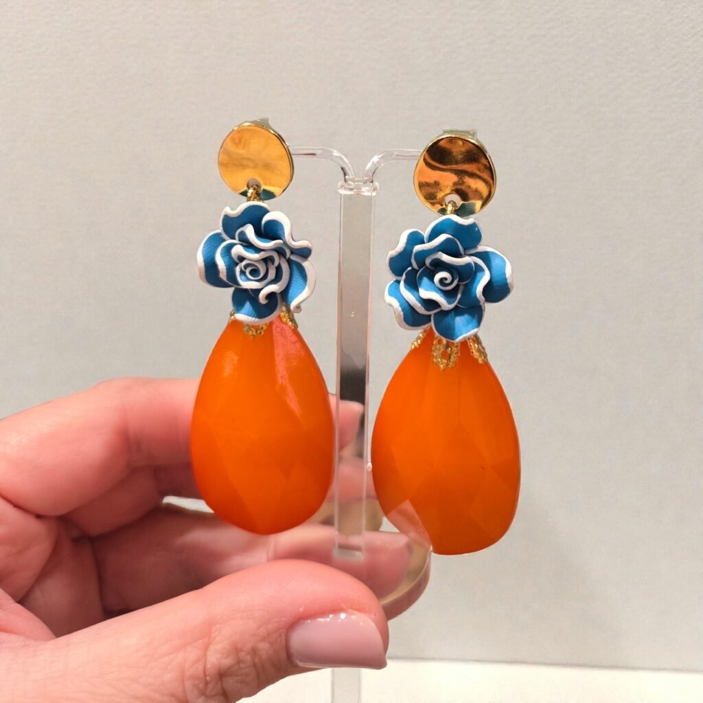 Iridizon σκουλαρίκια τυρκουάζ λουλούδι