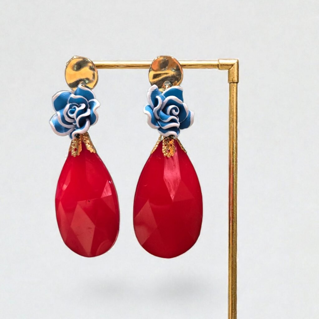 Iridizon σκουλαρίκια τυρκουάζ λουλούδι