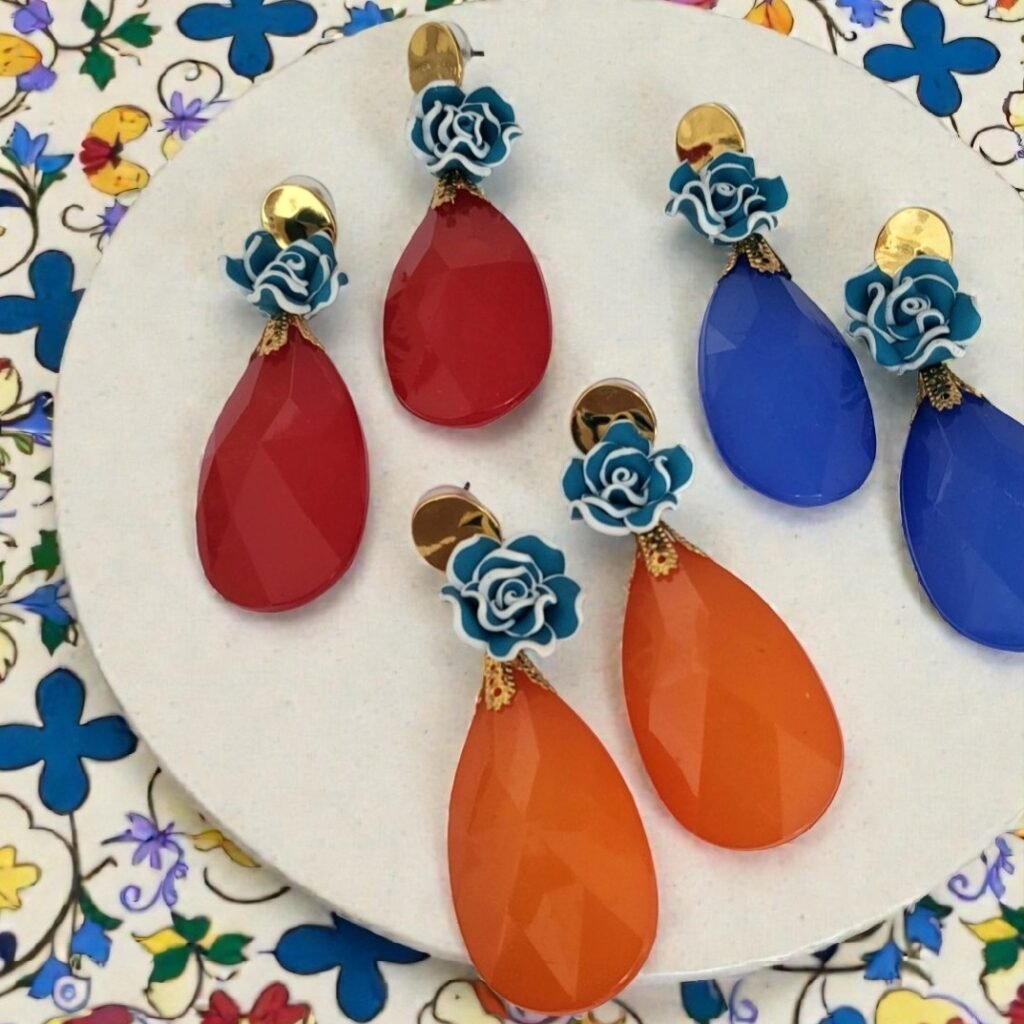 Iridizon σκουλαρίκια τυρκουάζ λουλούδι