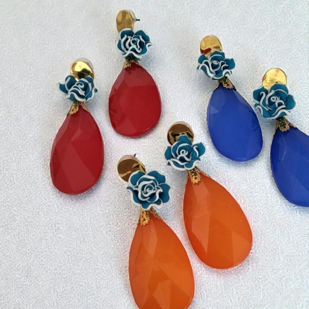 Iridizon σκουλαρίκια τυρκουάζ λουλούδι