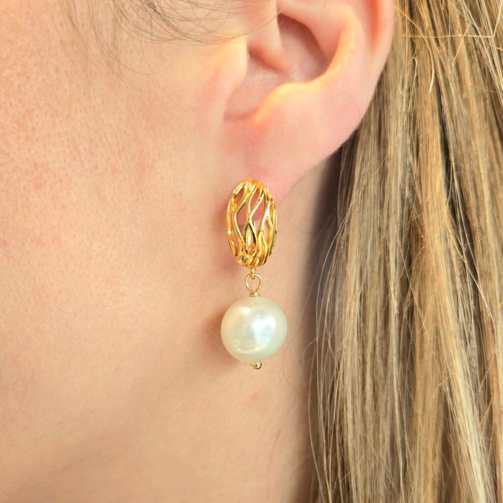 Iridizon σκουλαρίκια φωλιά με πέρλα