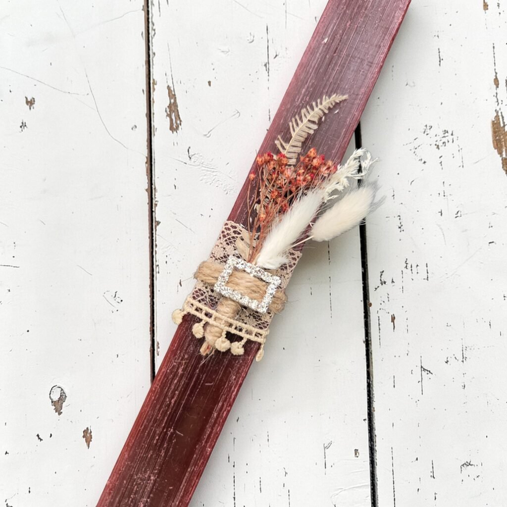 Iridizon λαμπάδα με στρας και αποξηραμένα άνθη