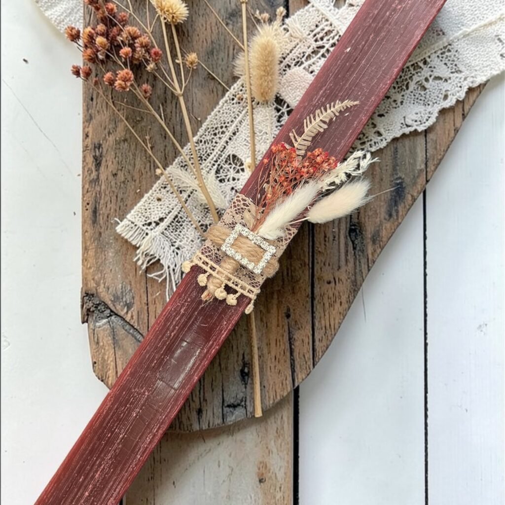 Iridizon λαμπάδα με στρας και αποξηραμένα άνθη