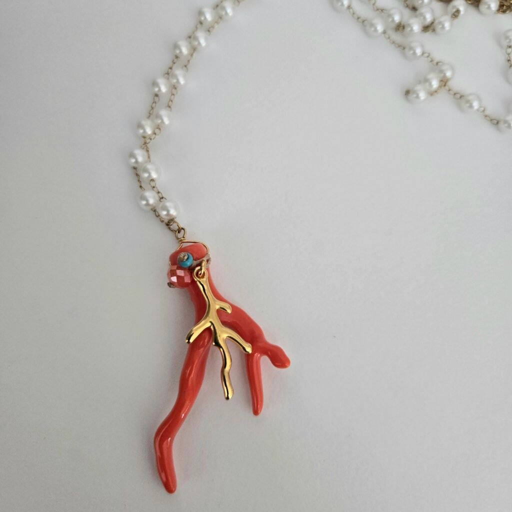 Iridizon κολιέ ροζάριο κοράλι g