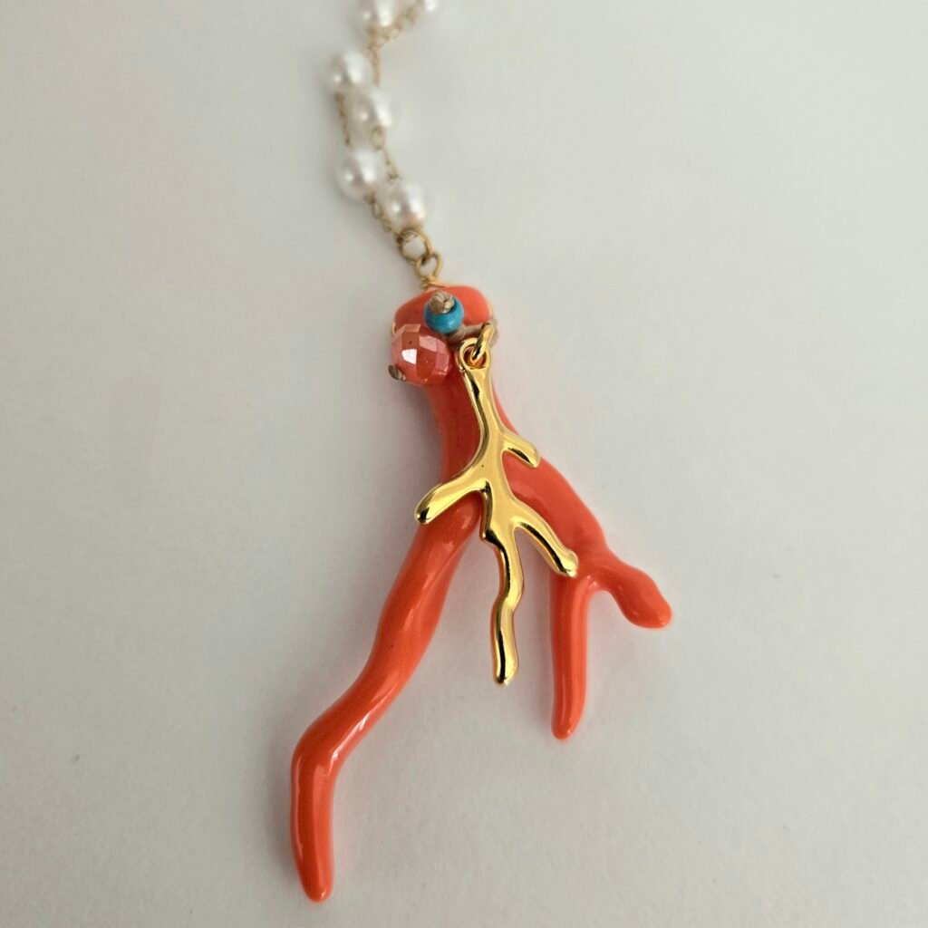 Iridizon κολιέ ροζάριο κοράλι g