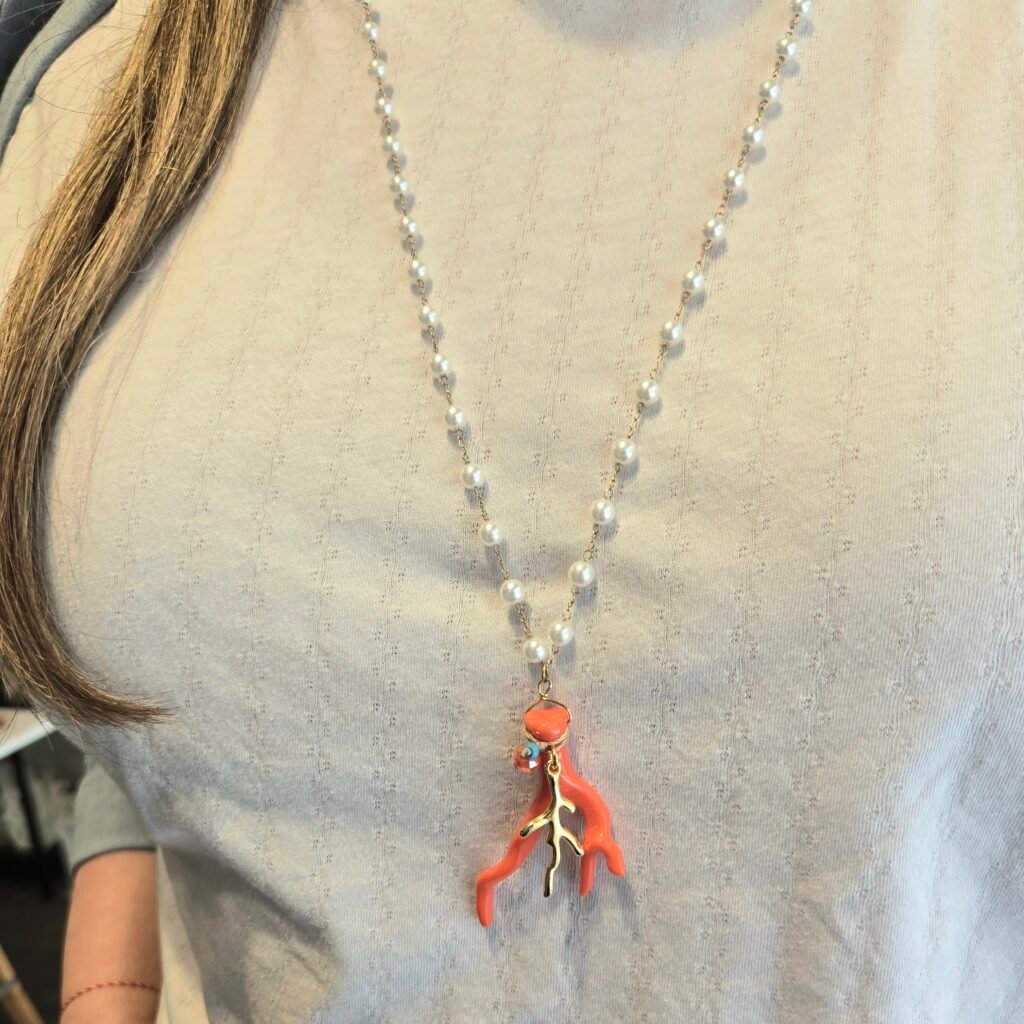 Iridizon κολιέ ροζάριο κοράλι g