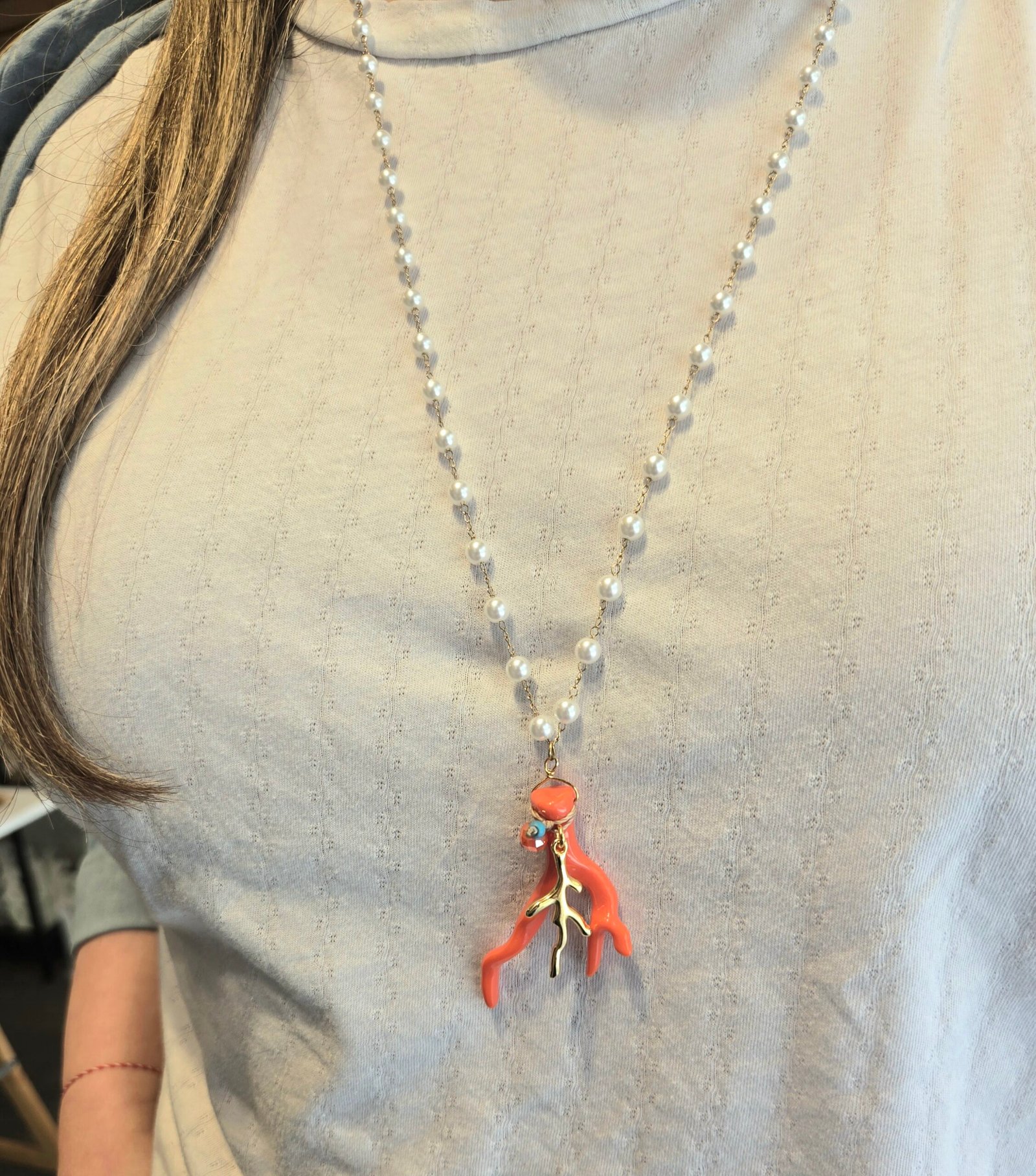 Iridizon κολιέ ροζάριο κοράλι g