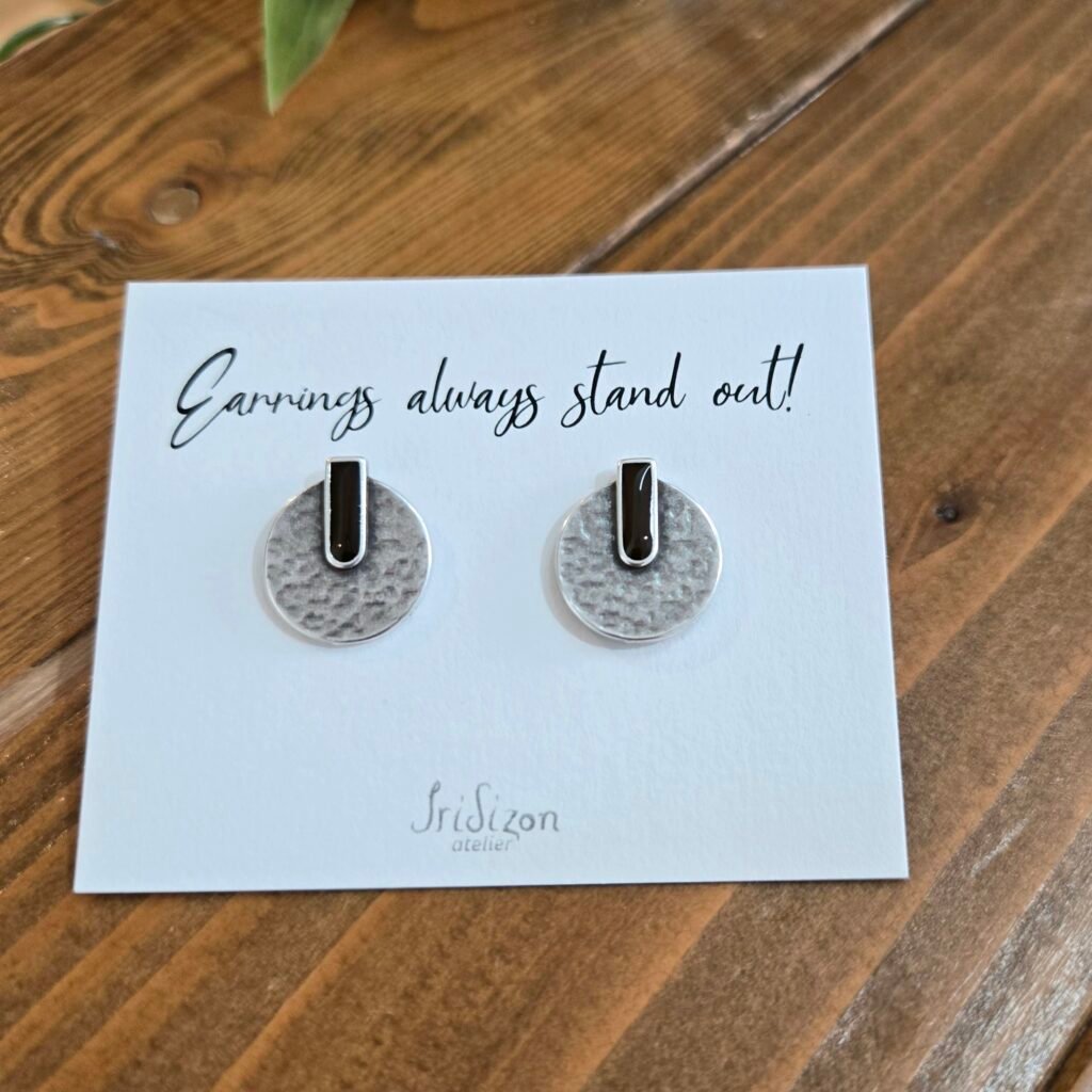 Iridizon σκουλαρίκια disc & enamel line s