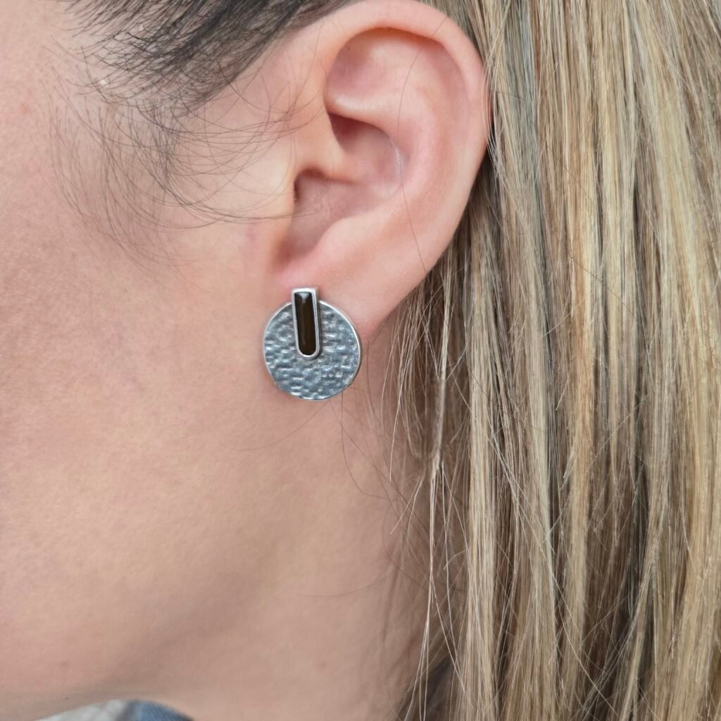 Iridizon σκουλαρίκια disc & enamel line s